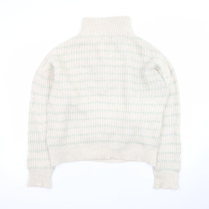 MNG Women’s Ivory Wool Blend Chunky Knit V-Neck Jumper Size S
