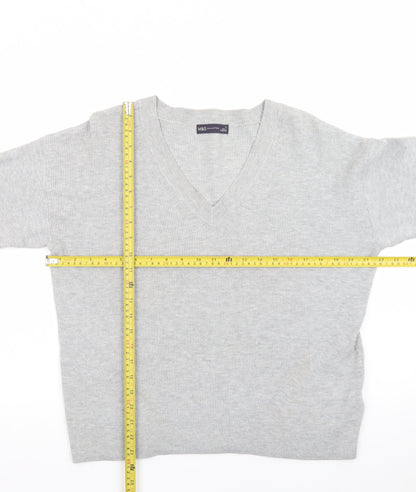 Marks and Spencer Women’s Grey V-Neck Knit Jumper M
