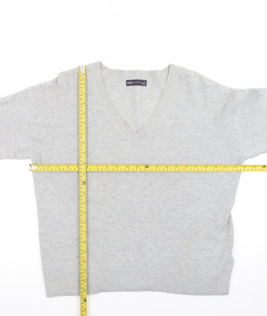 Marks and Spencer Women’s Grey V-Neck Knit Jumper M