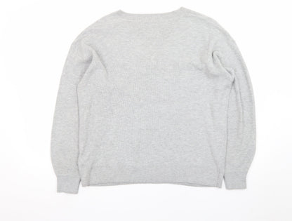 Marks and Spencer Women’s Grey V-Neck Knit Jumper M