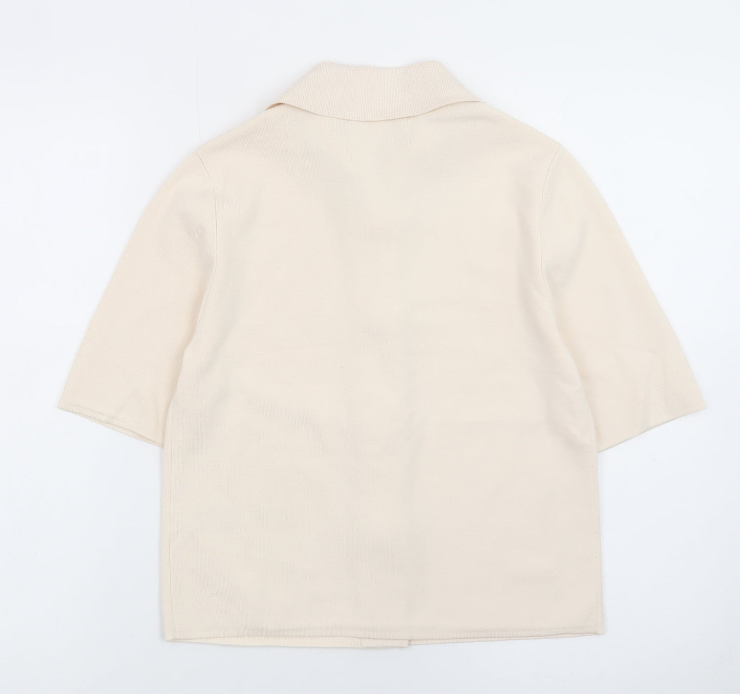 Marks and Spencer Women's Beige Collared Short Sleeve Cardigan S