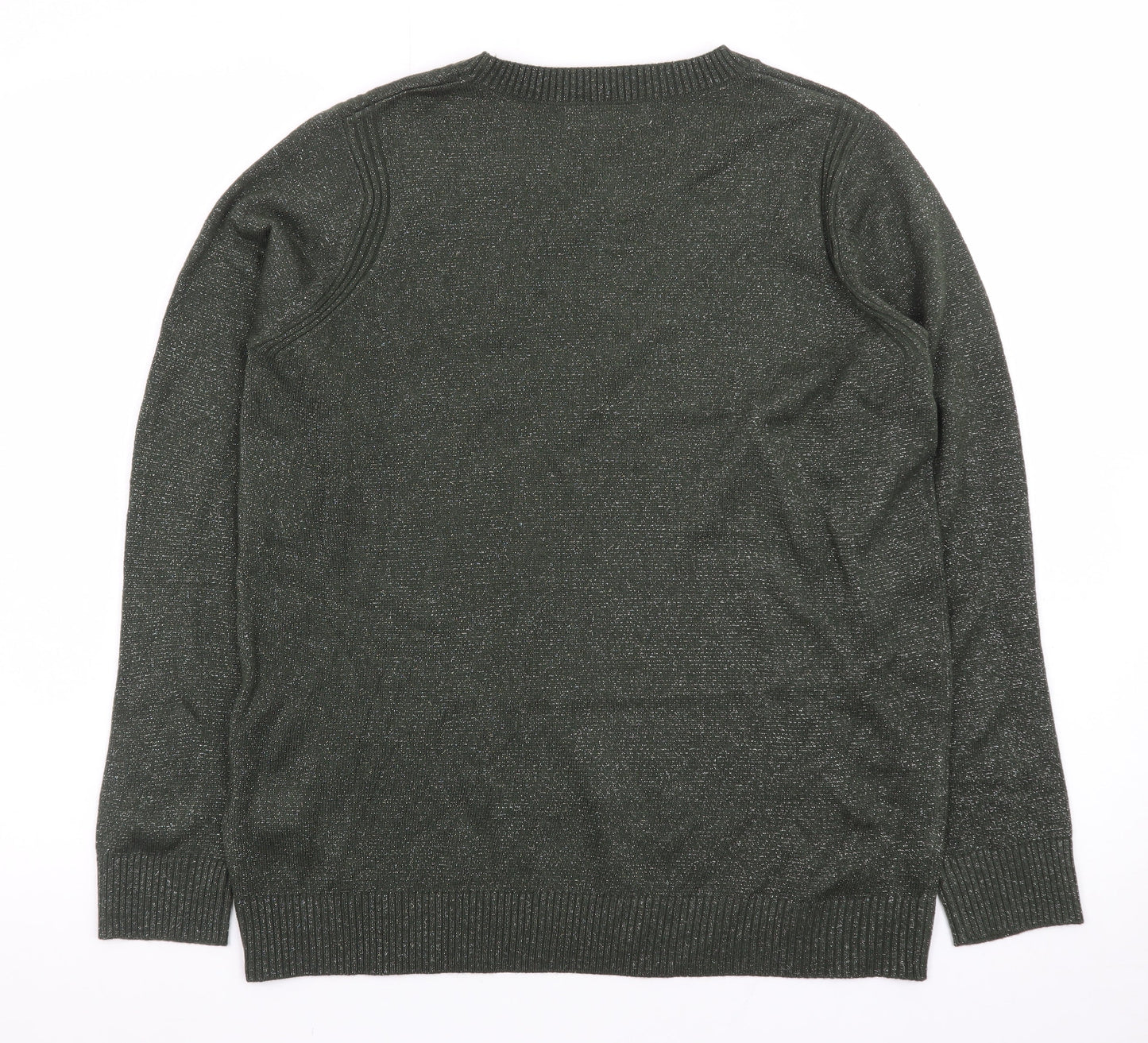 Marks and Spencer Women’s Green Glitter Knit Crew Neck Jumper Size S