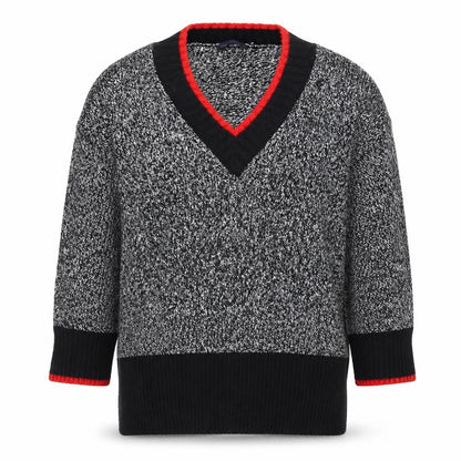 Marks & Spencer Womens Grey V-Neck Chunky Knit Pullover Jumper Size L