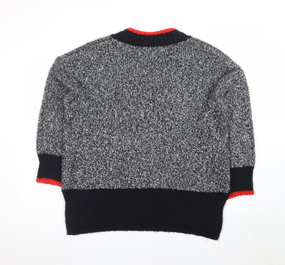 Marks and Spencer Womens Grey V-Neck Chunky Knit Pullover Jumper Size L