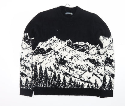 Marks and Spencer Men's Black Nature Print Wool Jumper Size L