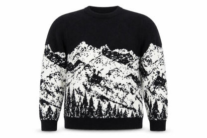 Marks and Spencer Men's Black Nature Print Wool Jumper Size L