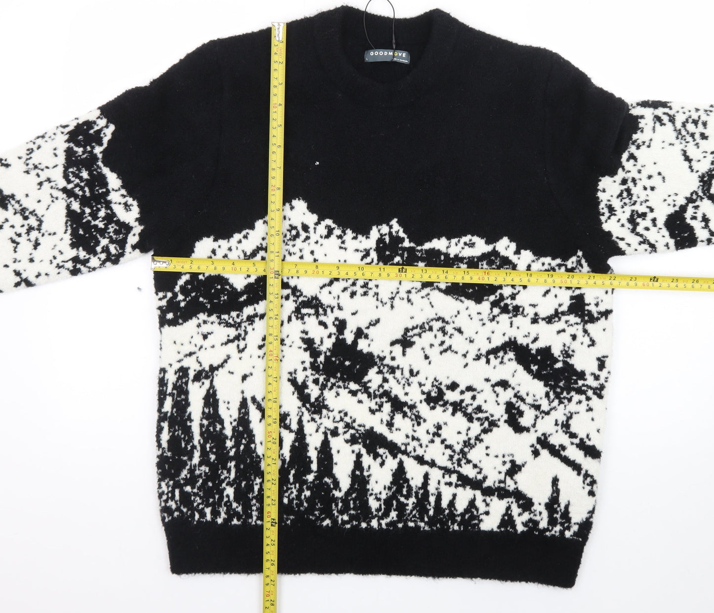 Marks and Spencer Men's Black Nature Print Wool Jumper Size L