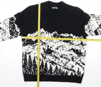 Marks and Spencer Men's Black Nature Print Wool Jumper Size L