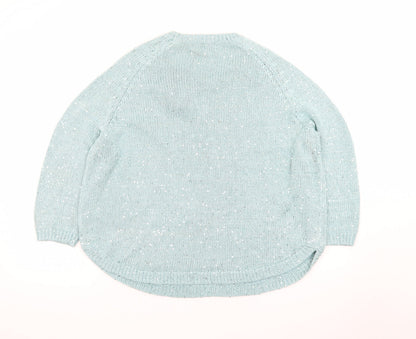 Marks and Spencer Women Blue Sequin Knit Pullover Jumper UK 18
