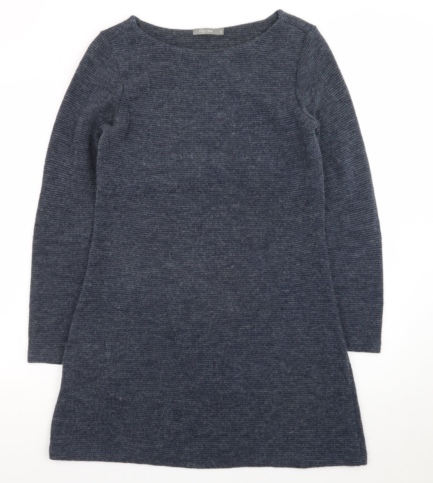 Lily & Me Women’s Blue Knit Long Sleeve Sweater Dress Size 12