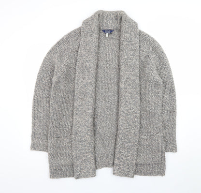 Joules Womens Grey Wool Blend Chunky Knit Open Cardigan Size 14