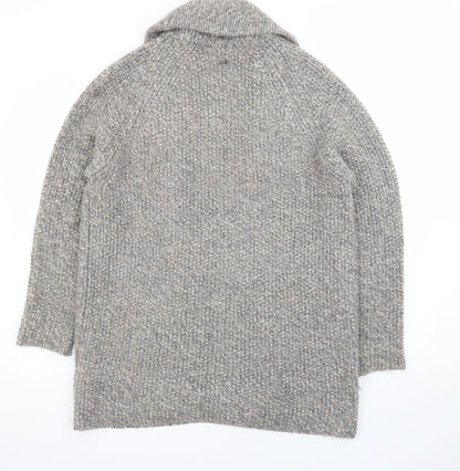 Joules Womens Grey Wool Blend Chunky Knit Open Cardigan Size 14