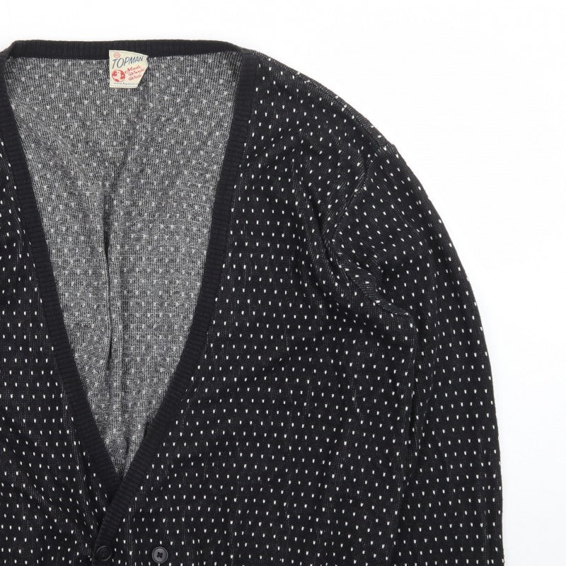 Topman Men's Black 2XL Classic Knit Button Cardigan