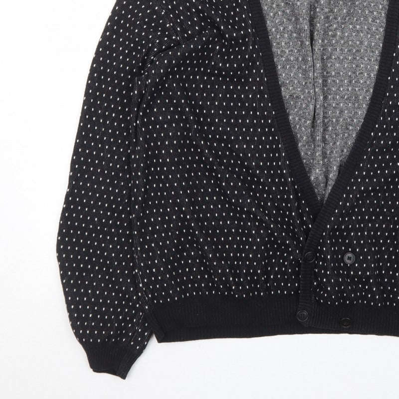 Topman Men's Black 2XL Classic Knit Button Cardigan