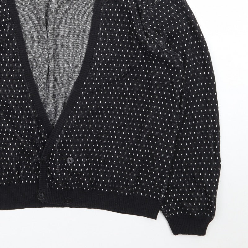 Topman Men's Black 2XL Classic Knit Button Cardigan