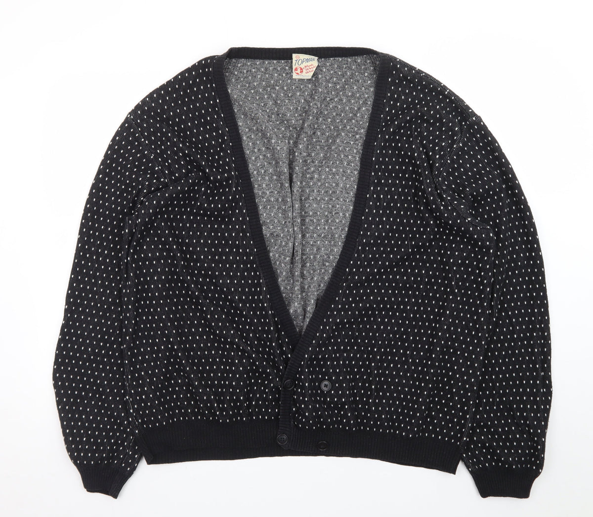 Topman Men's Black 2XL Classic Knit Button Cardigan