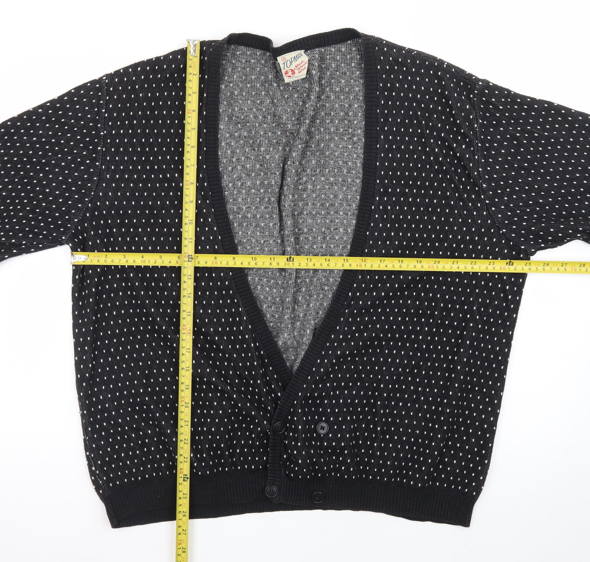 Topman Men's Black 2XL Classic Knit Button Cardigan