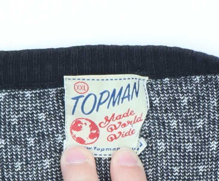 Topman Men's Black 2XL Classic Knit Button Cardigan