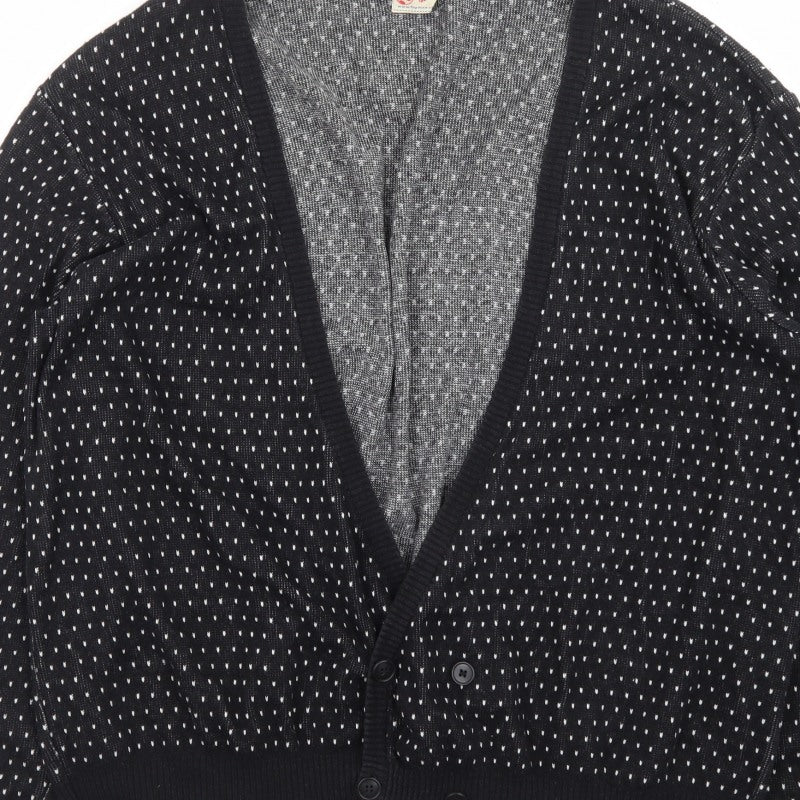 Topman Men's Black 2XL Classic Knit Button Cardigan