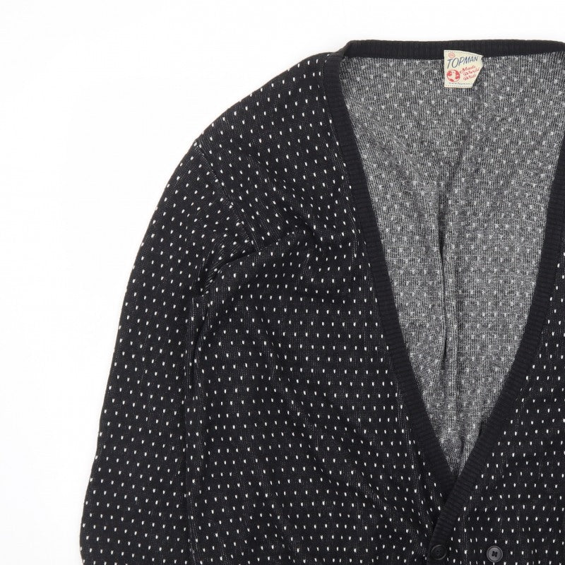Topman Men's Black 2XL Classic Knit Button Cardigan