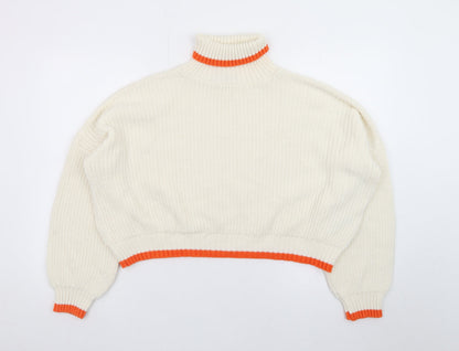 ASOS Women Ivory Roll Neck Chunky Knit Jumper Size 10