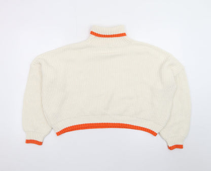 ASOS Women Ivory Roll Neck Chunky Knit Jumper Size 10