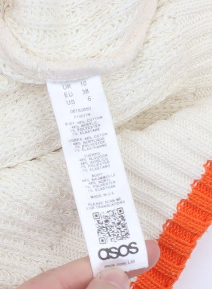 ASOS Women Ivory Roll Neck Chunky Knit Jumper Size 10