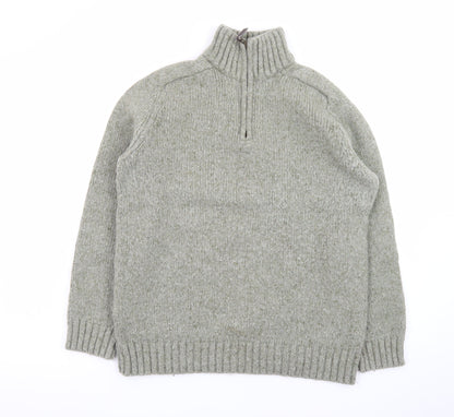 John Lewis Men's Grey Wool 1/2 Zip Chunky Knit Jumper Size M