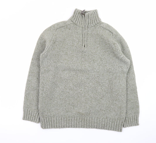 John Lewis Men's Grey Wool 1/2 Zip Chunky Knit Jumper Size M