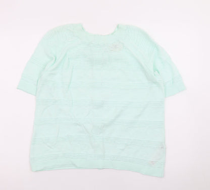 FatFace Womens Green Knit Button Cardigan UK 6 Short Sleeve Crew Neck