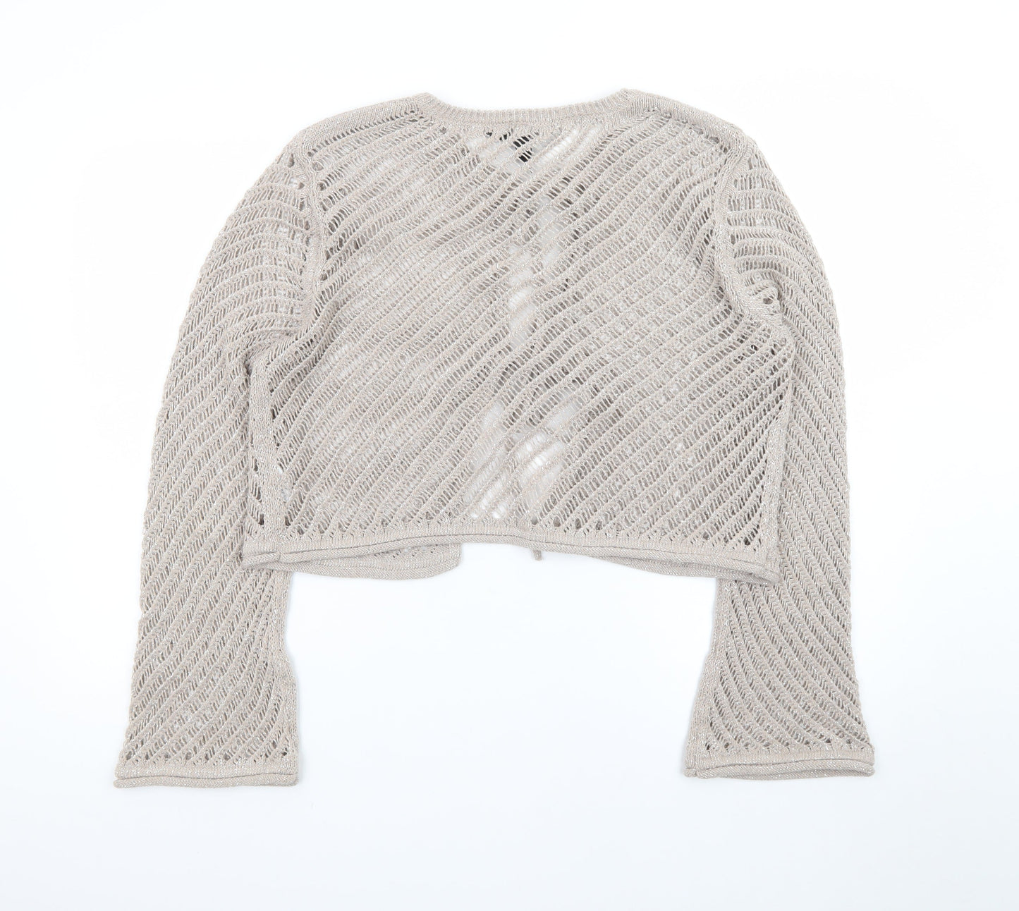 River Island Women's Beige Open Knit Long Sleeve Cardigan Size 16