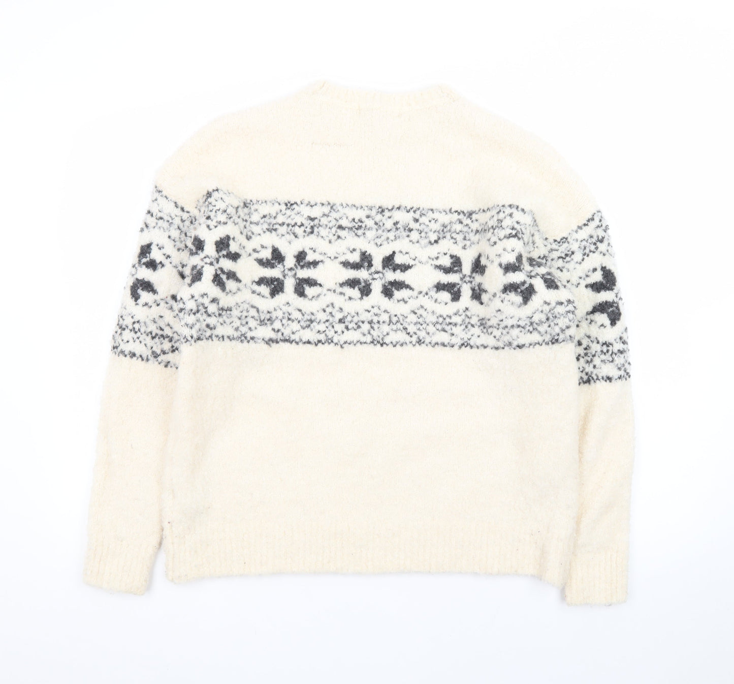 Marks and Spencer Womens Ivory Fair Isle Knit Jumper Size M