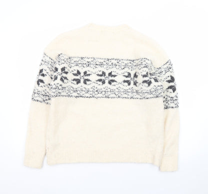 Marks and Spencer Womens Ivory Fair Isle Knit Jumper Size M