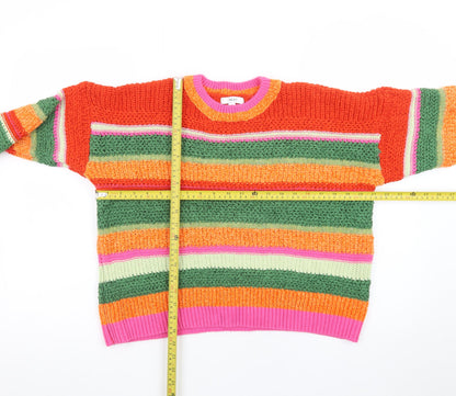 Next Women's Multicoloured Striped Chunky Knit Jumper L