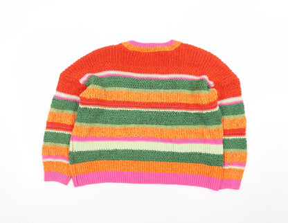 Next Women's Multicoloured Striped Chunky Knit Jumper L
