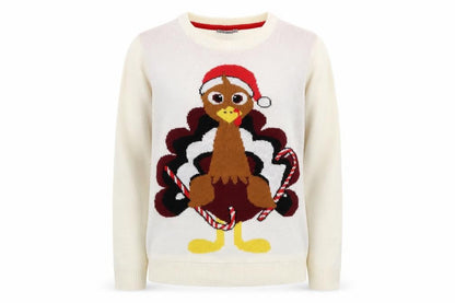 49th Avenue Womens Ivory XL Christmas Turkey Pullover Jumper