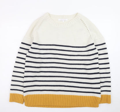 Next Womens Multicoloured L Striped Wool Blend Crew Neck Jumper