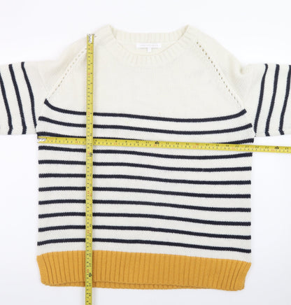 Next Womens Multicoloured L Striped Wool Blend Crew Neck Jumper
