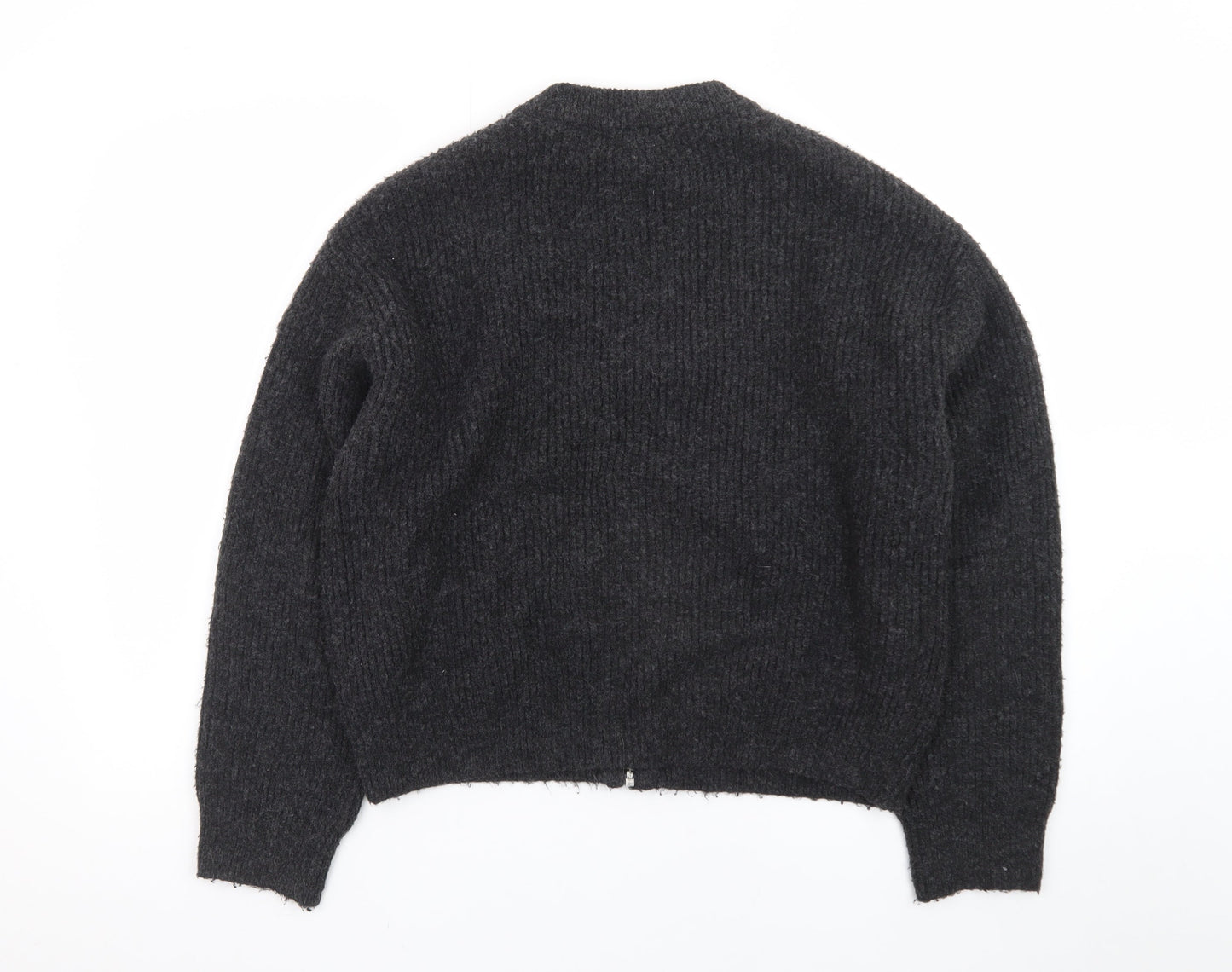 New Look Women's Black Small Chunky-Knit Full Zip Jumper