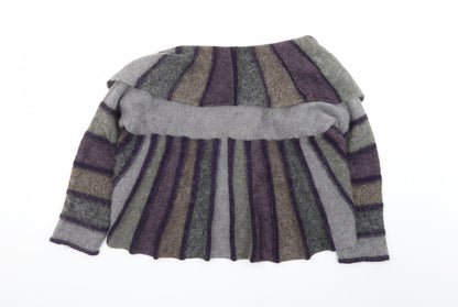 Marks and Spencer Per Una Women Grey Purple Striped Cardigan Size XL