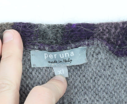 Marks and Spencer Per Una Women Grey Purple Striped Cardigan Size XL