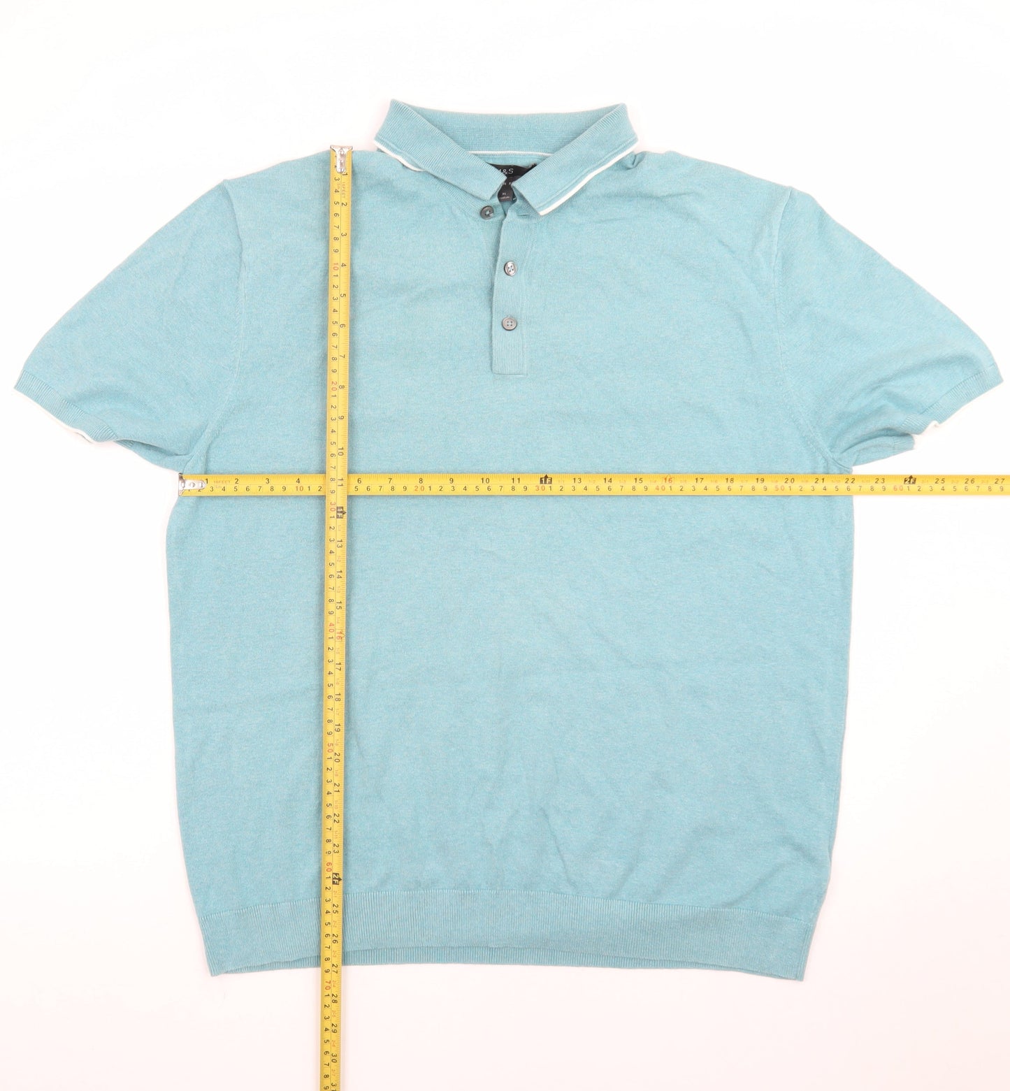 Marks and Spencer Men's Blue Cotton Rich Polo Shirt XL