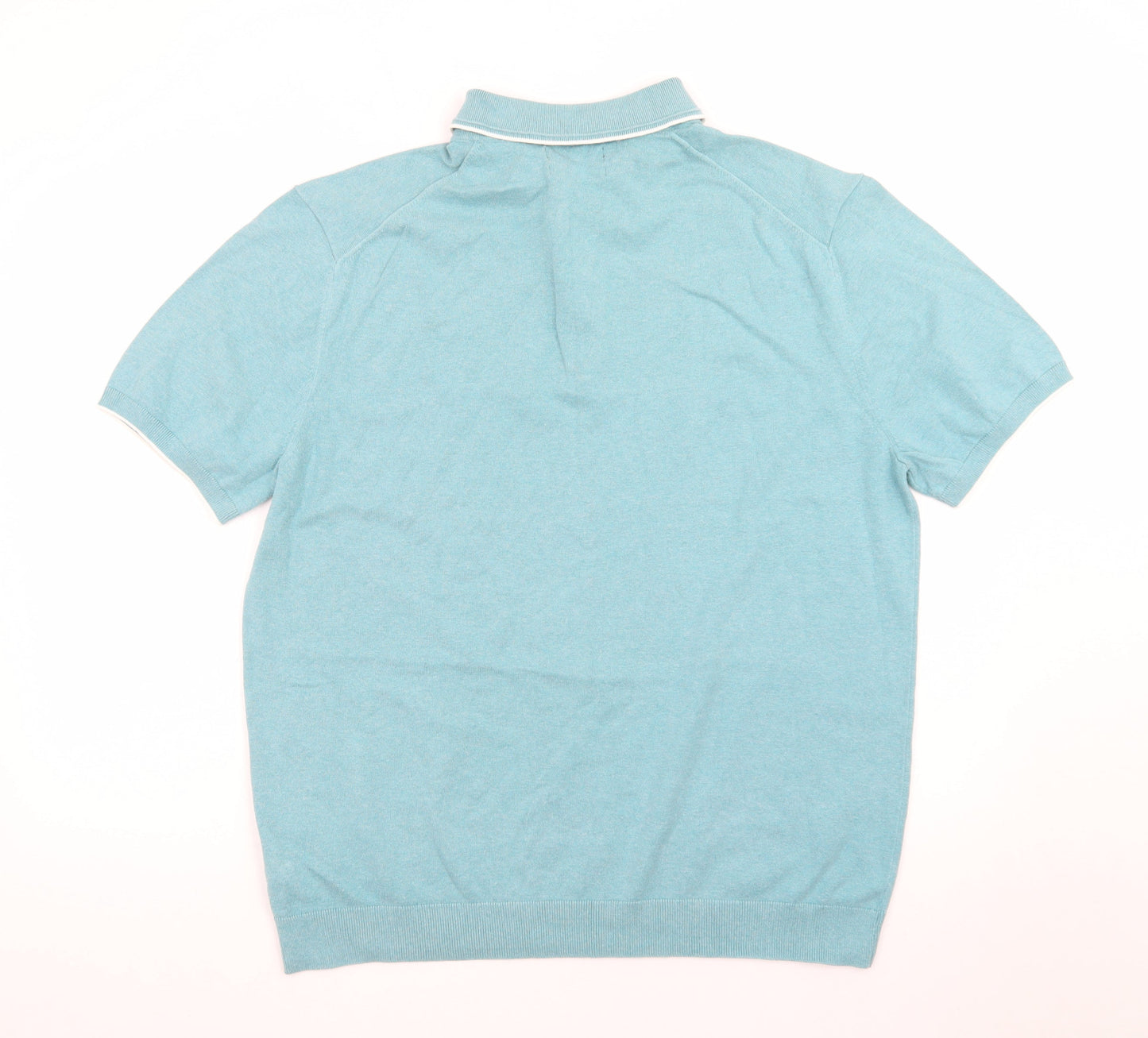 Marks and Spencer Men's Blue Cotton Rich Polo Shirt XL