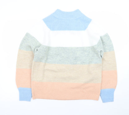 GAP Women’s Multicoloured Mock Neck Chunky Knit Jumper Size S