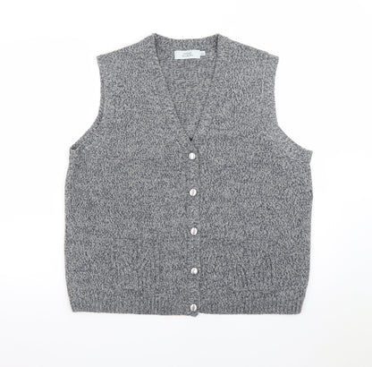 Honor Millburn Women's Grey Wool Blend Button Knit Vest L 18-20