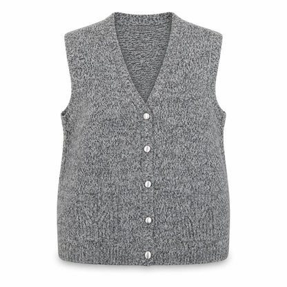 Honor Millburn Women's Grey Wool Blend Button Knit Vest L 18-20