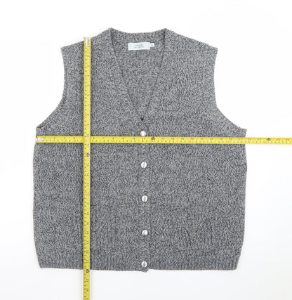 Honor Millburn Women's Grey Wool Blend Button Knit Vest L 18-20