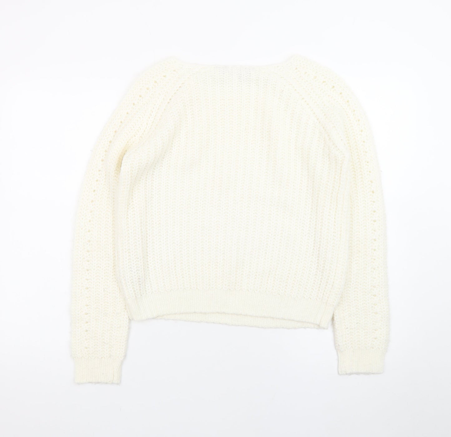 Dorothy Perkins Women Ivory Beaded Knit Jumper Size 10