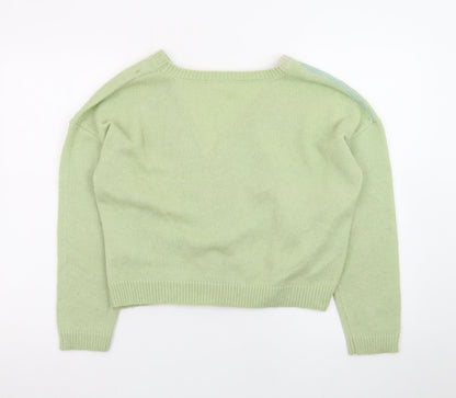 Native Youth Women Green XS Striped Button Cardigan Knit Jumper