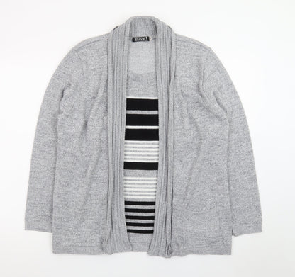 Envy Women Grey L Knit Long Sleeve Open Cardigan